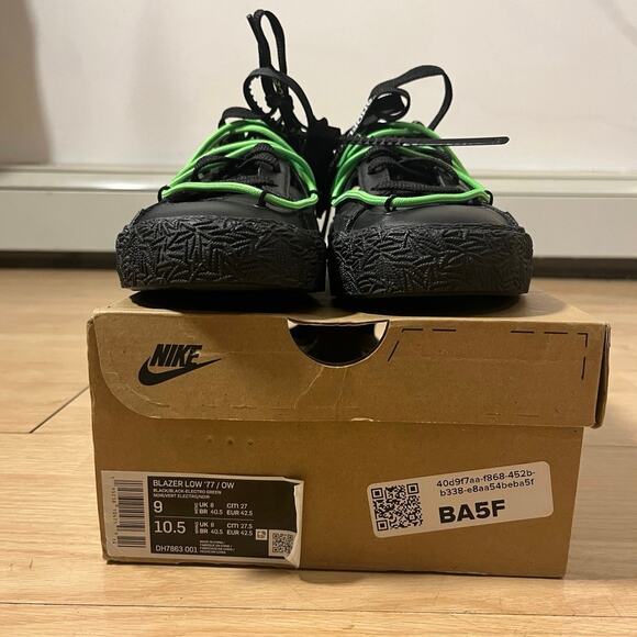 Off-White x Nike Blazer Low '77 4-14 Black Electro Green DH7863-001 Size 9 DS - Picture 4 of 8